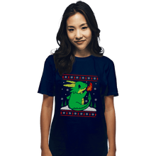 Load image into Gallery viewer, Shirts T-Shirts, Unisex / Small / Navy Ugly Dragon Christmas
