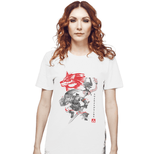 Shirts T-Shirts, Unisex / Small / White Twilight Wolf Sumi-e