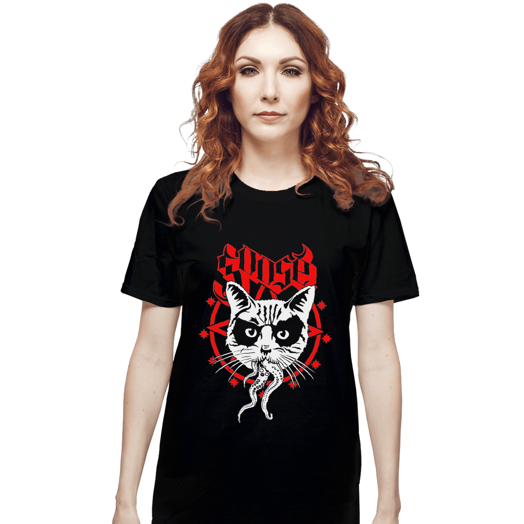 Shirts T-Shirts, Unisex / Small / Black Black Metal Cat