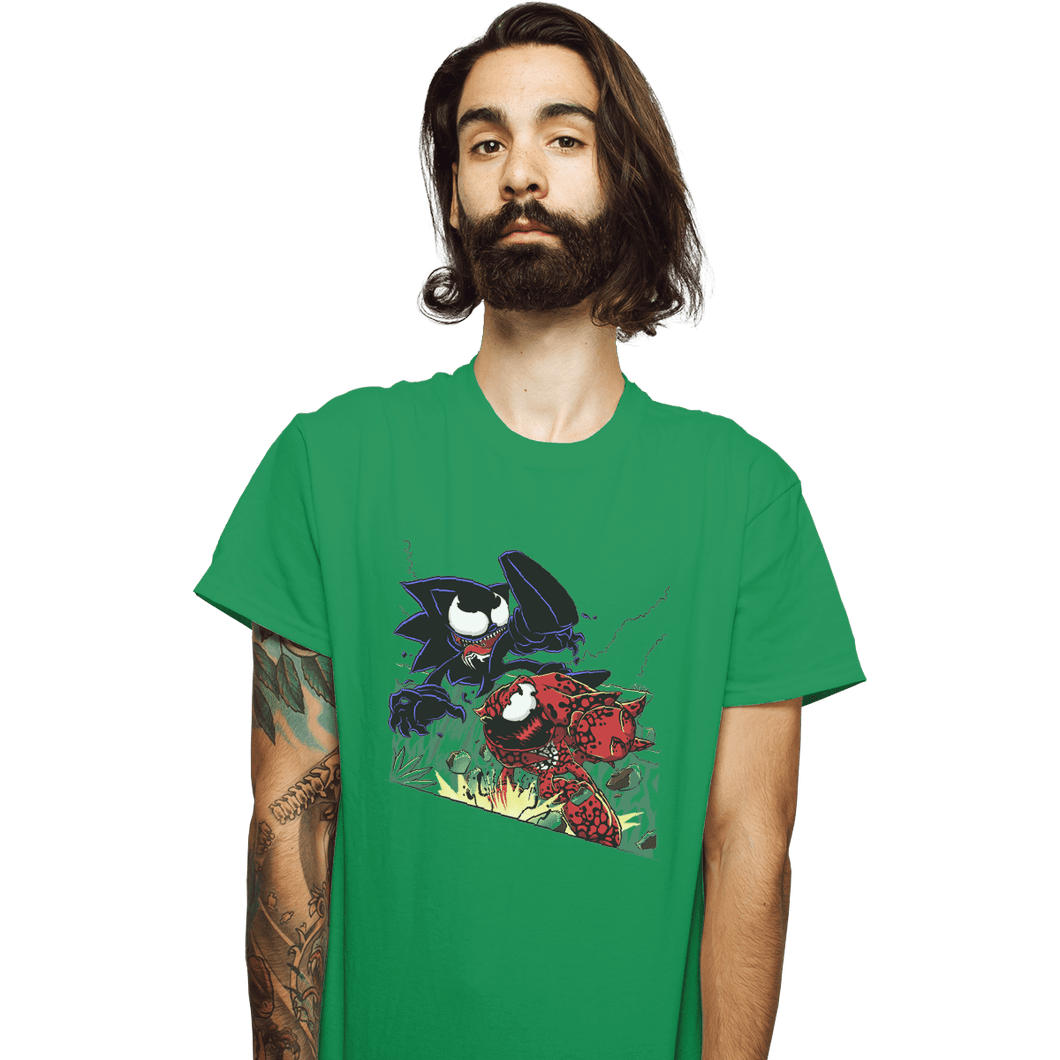 Shirts T-Shirts, Unisex / Small / Irish Green Echidna Vs Hedgehog