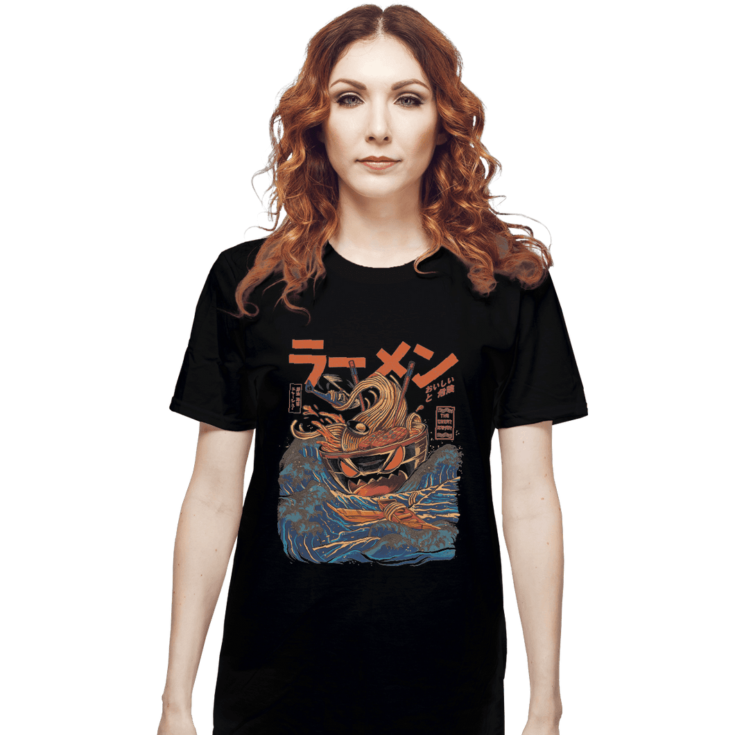 Shirts T-Shirts, Unisex / Small / Black Great Ramen off Kanagawa