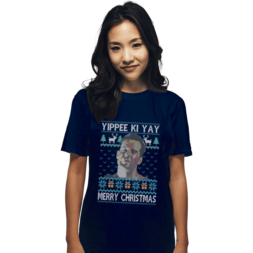 Shirts T-Shirts, Unisex / Small / Navy Yippee Ki Christmas