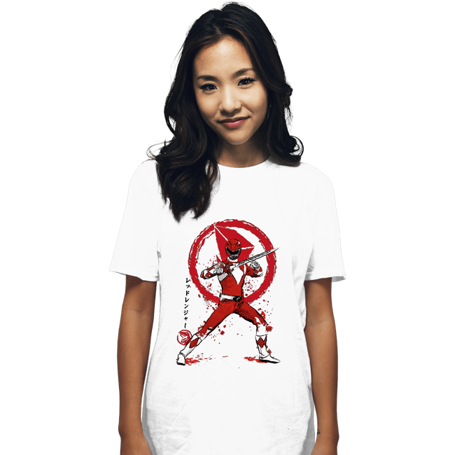 Daily_Deal_Shirts T-Shirts, Unisex / Small / White Red Ranger Sumi-e