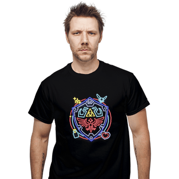 Daily_Deal_Shirts T-Shirts, Unisex / Small / Black Neon Shield