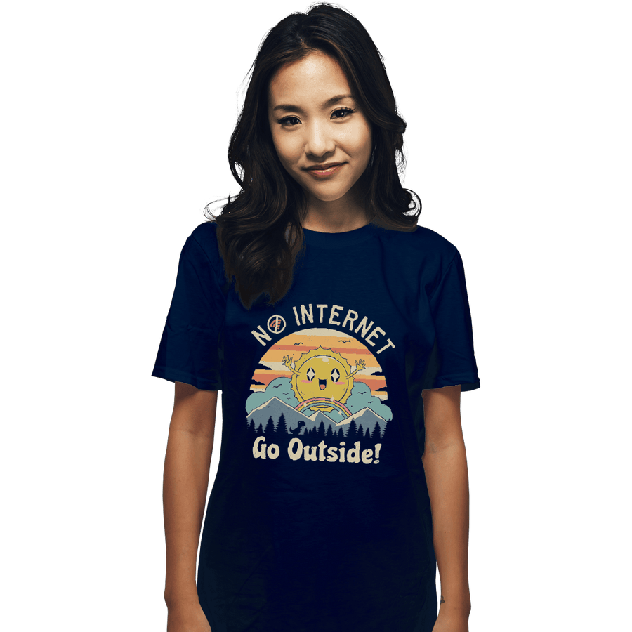 Shirts T-Shirts, Unisex / Small / Navy No Internet! Go Outside!