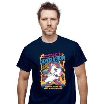 Secret_Shirts T-Shirts, Unisex / Small / Navy Unicorn Rainbows Destruction