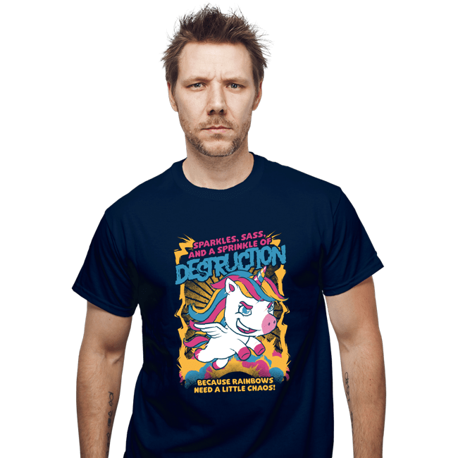 Secret_Shirts T-Shirts, Unisex / Small / Navy Unicorn Rainbows Destruction