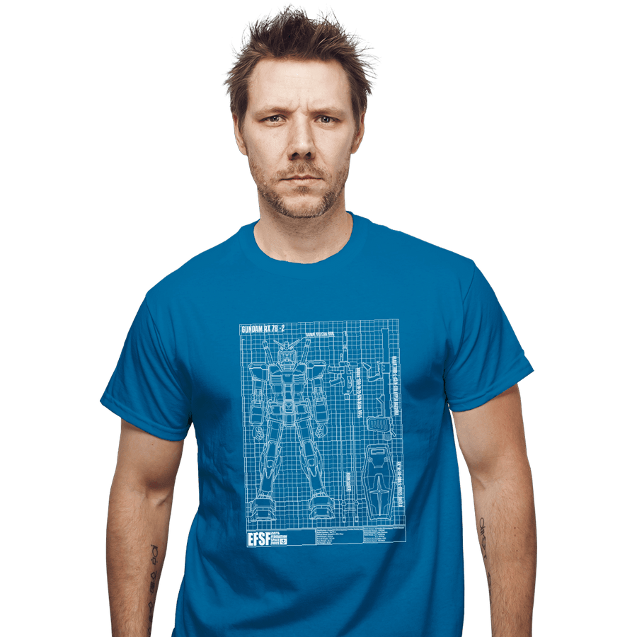 Shirts T-Shirts, Unisex / Small / Sapphire RX-78-2 Blueprint