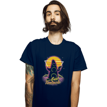 Shirts T-Shirts, Unisex / Small / Navy Retro Evil Tentacle