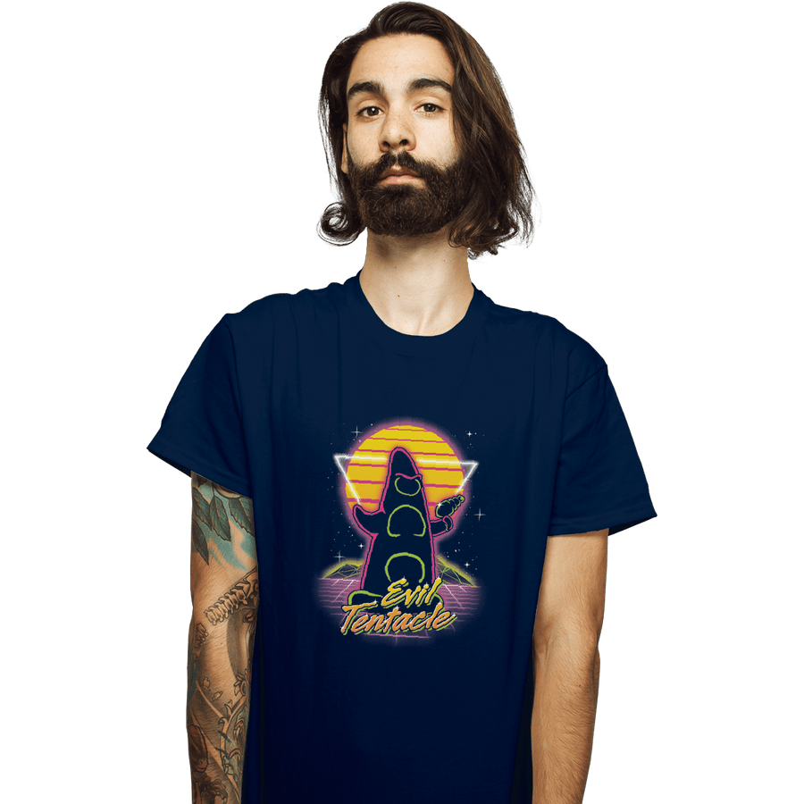 Shirts T-Shirts, Unisex / Small / Navy Retro Evil Tentacle