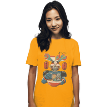 Load image into Gallery viewer, Shirts T-Shirts, Unisex / Small / Gold Super Ramen Bot
