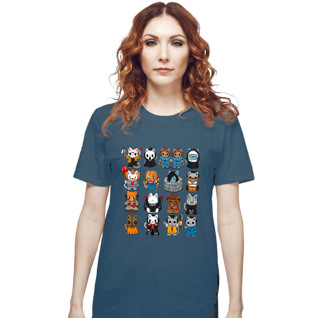Secret_Shirts T-Shirts, Unisex / Small / Indigo Blue Horror Kitties
