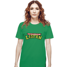 Load image into Gallery viewer, Daily_Deal_Shirts T-Shirts, Unisex / Small / Irish Green Stop Collaborate And Listen
