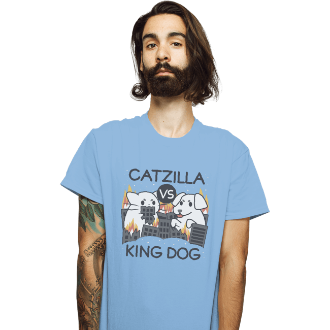 Shirts T-Shirts, Unisex / Small / Powder Blue Catzilla VS King Dog