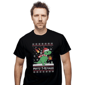 Shirts T-Shirts, Unisex / Small / Black Merry T-Rexmas