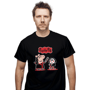 Shirts T-Shirts, Unisex / Small / Black Puzzle Pig