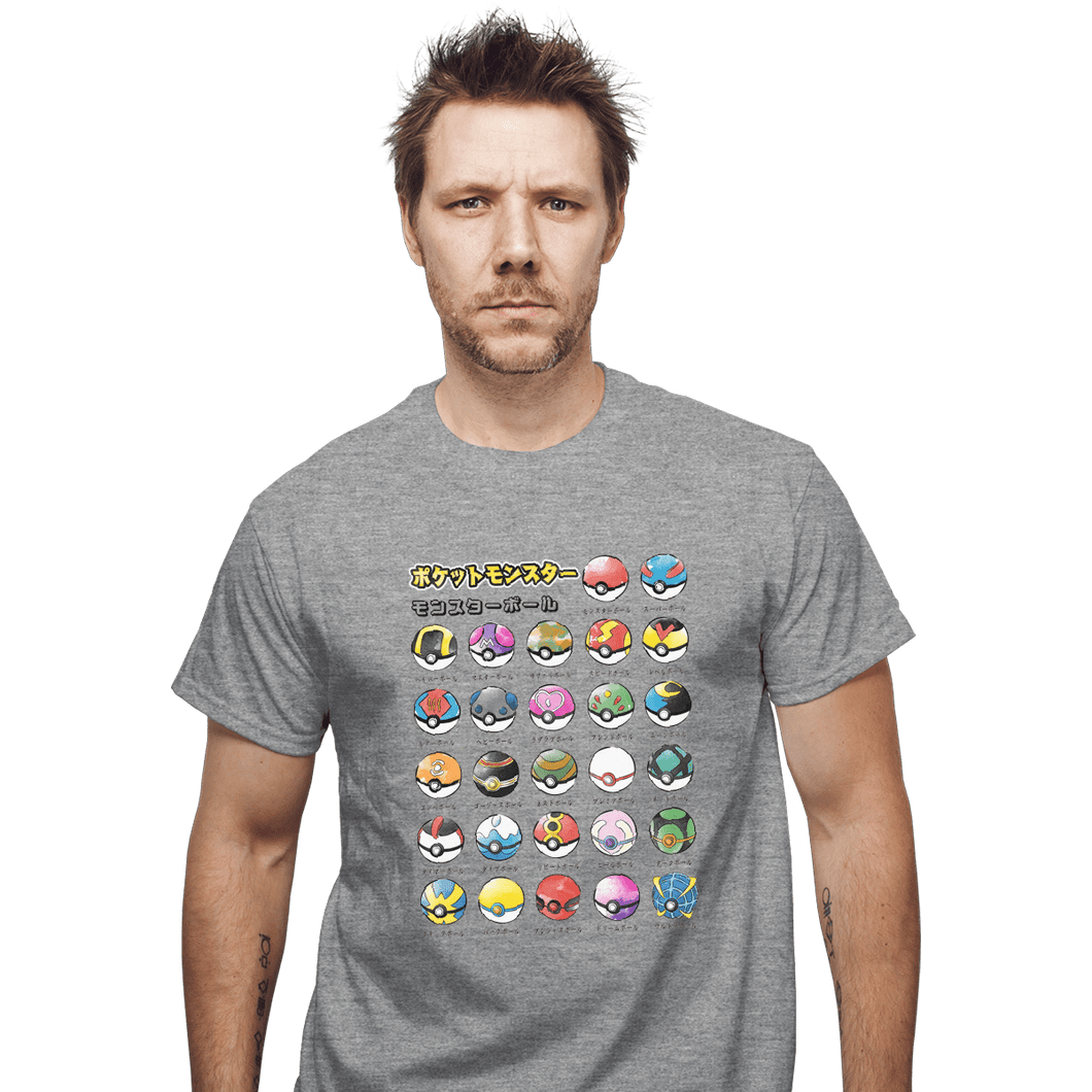 Shirts T-Shirts, Unisex / Small / Sports Grey Types Of Pokeballs