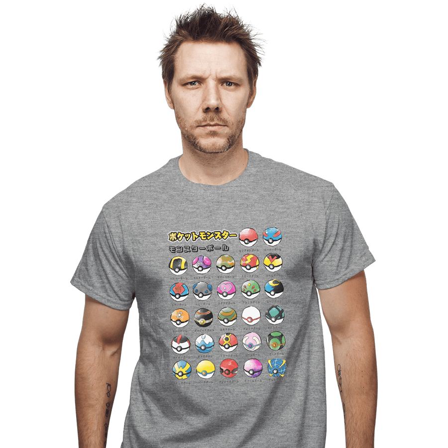 Shirts T-Shirts, Unisex / Small / Sports Grey Types Of Pokeballs
