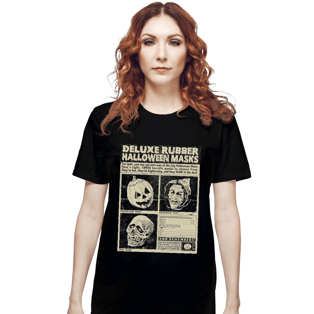 Shirts T-Shirts, Unisex / Small / Black Three Halloween Masks