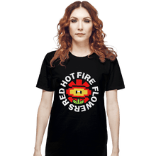 Load image into Gallery viewer, Shirts T-Shirts, Unisex / Small / Black Red Hot Fire Flowers
