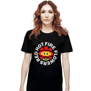 Shirts T-Shirts, Unisex / Small / Black Red Hot Fire Flowers