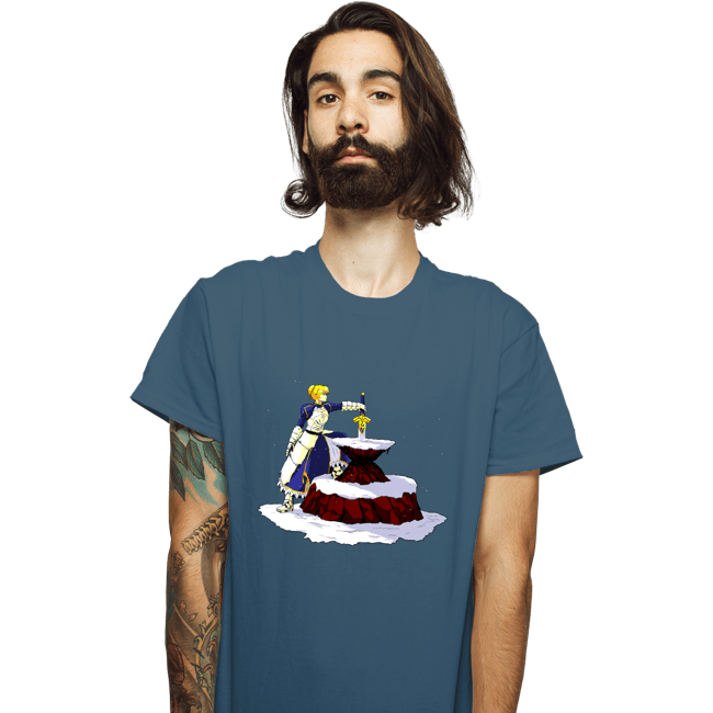 Shirts T-Shirts, Unisex / Small / Indigo Blue Saber In The Stone