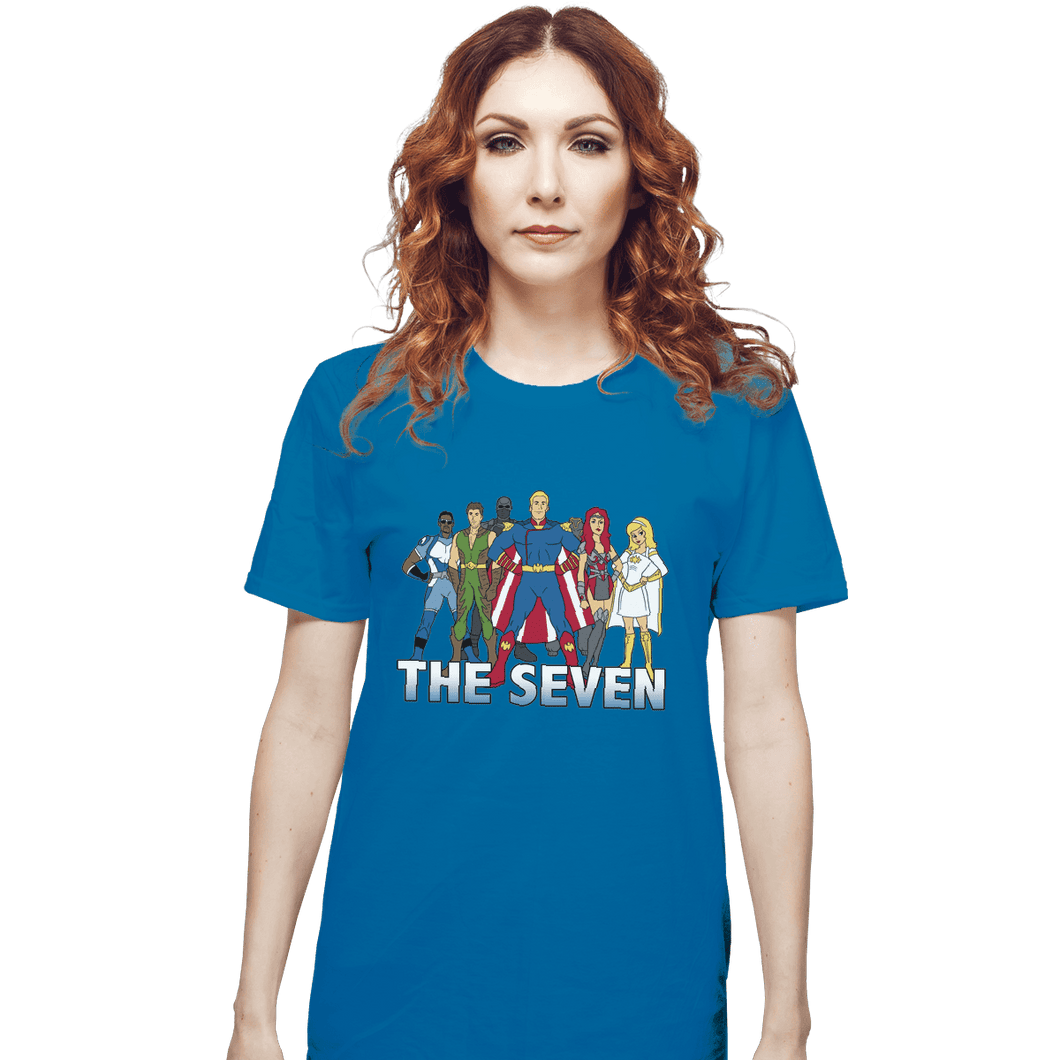 Shirts T-Shirts, Unisex / Small / Sapphire Cartoon Seven