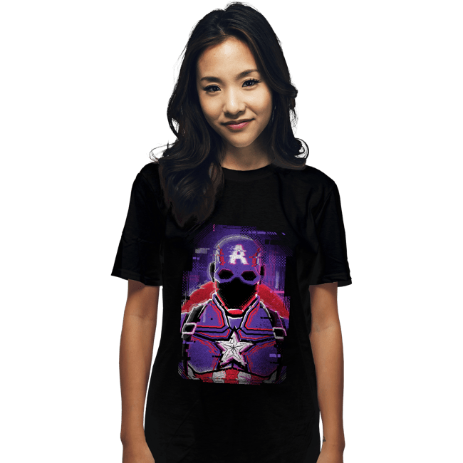 Shirts T-Shirts, Unisex / Small / Black Glitch Captain America