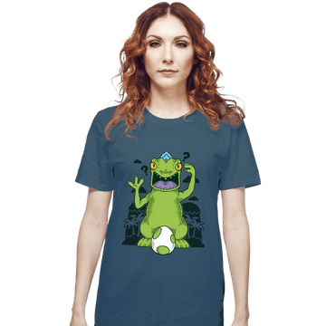 Shirts T-Shirts, Unisex / Small / Indigo Blue Dinosaur Island