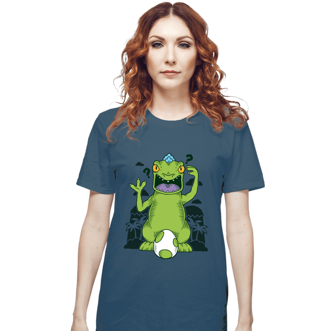 Shirts T-Shirts, Unisex / Small / Indigo Blue Dinosaur Island