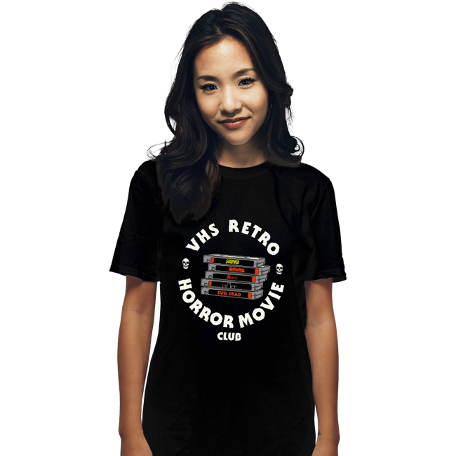Secret_Shirts T-Shirts, Unisex / Small / Black VHS RETRO HORROR MOVIE CLUB