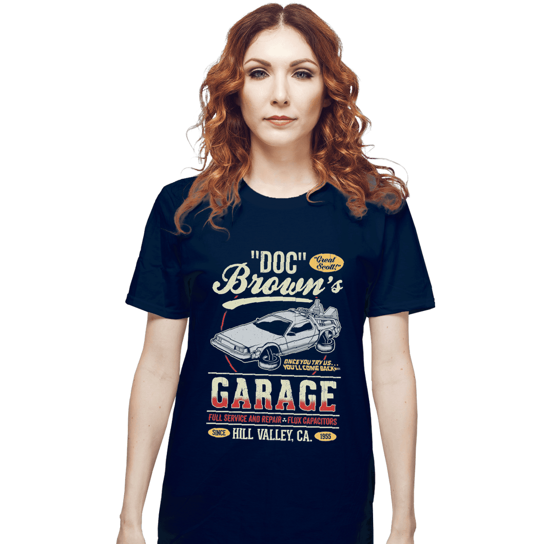 Shirts T-Shirts, Unisex / Small / Navy Doc Brown's Garage