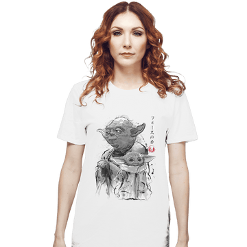 Shirts T-Shirts, Unisex / Small / White Old And Young Sumi-e