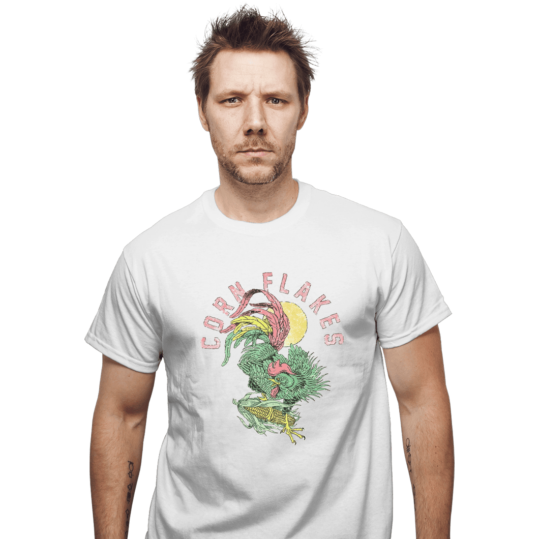 Shirts T-Shirts, Unisex / Small / White Corn Flakes