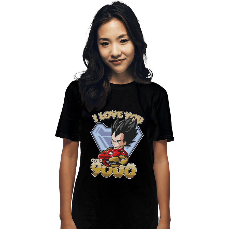 Shirts T-Shirts, Unisex / Small / Black I Love You Over 9000