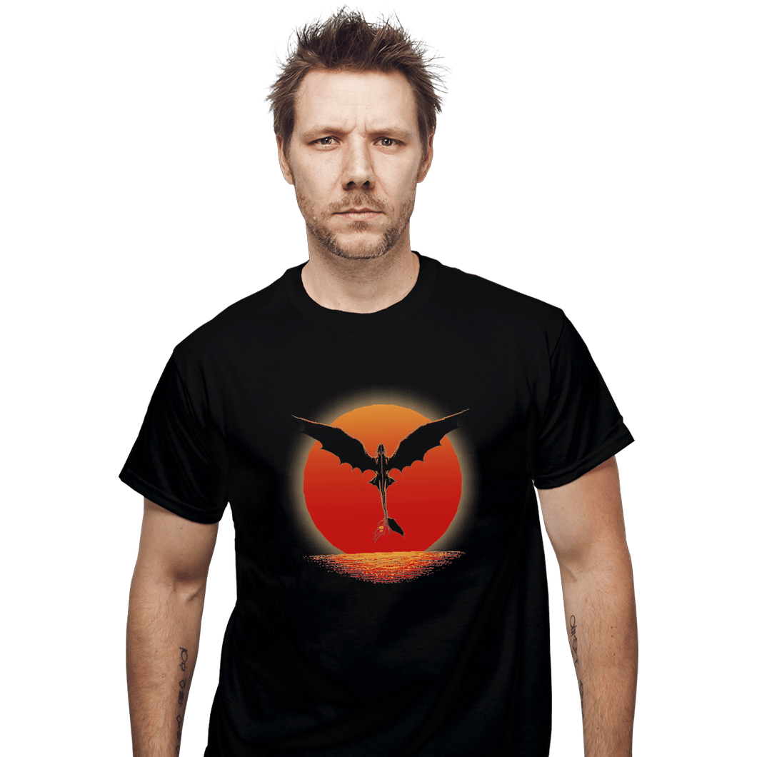 Shirts T-Shirts, Unisex / Small / Black Dragon on Sunset