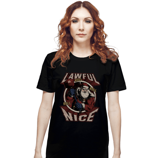 Shirts T-Shirts, Unisex / Small / Black Lawful Nice Santa