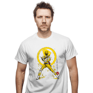 Shirts T-Shirts, Unisex / Small / White Yellow Ranger Sumi-e