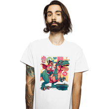 Load image into Gallery viewer, Daily_Deal_Shirts T-Shirts, Unisex / Small / White Mushroom Warrior &amp; Dinosaur

