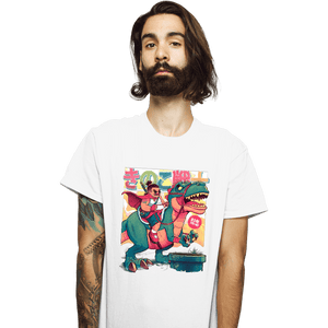 Daily_Deal_Shirts T-Shirts, Unisex / Small / White Mushroom Warrior & Dinosaur