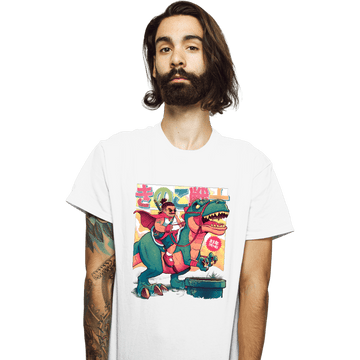 Daily_Deal_Shirts T-Shirts, Unisex / Small / White Mushroom Warrior & Dinosaur