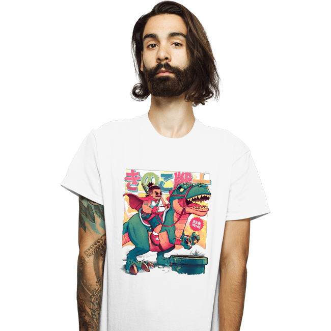 Daily_Deal_Shirts T-Shirts, Unisex / Small / White Mushroom Warrior & Dinosaur