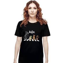 Load image into Gallery viewer, Shirts T-Shirts, Unisex / Small / Black Aliens On Abbey Road
