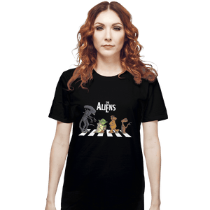 Shirts T-Shirts, Unisex / Small / Black Aliens On Abbey Road