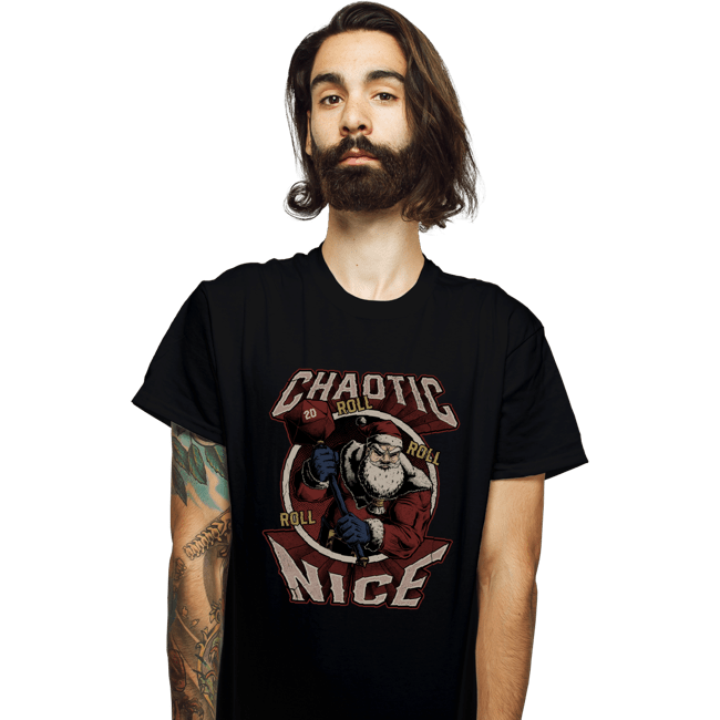 Shirts T-Shirts, Unisex / Small / Black Chaotic Nice Santa