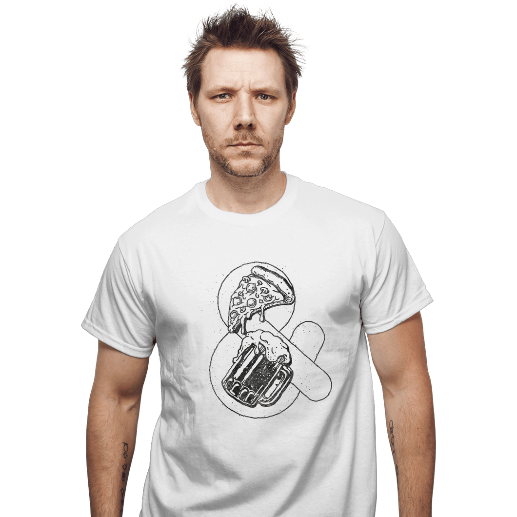 Shirts T-Shirts, Unisex / Small / White Pizza and Beer