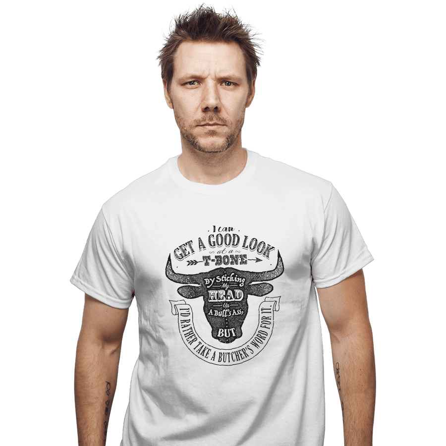 Shirts T-Shirts, Unisex / Small / White T-Bone