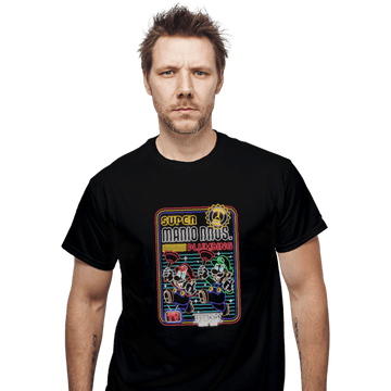 Secret_Shirts T-Shirts, Unisex / Small / Black Neon Mario Plumber