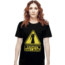 Load image into Gallery viewer, Shirts T-Shirts, Unisex / Small / Black Caution - Don&#39;t Blink
