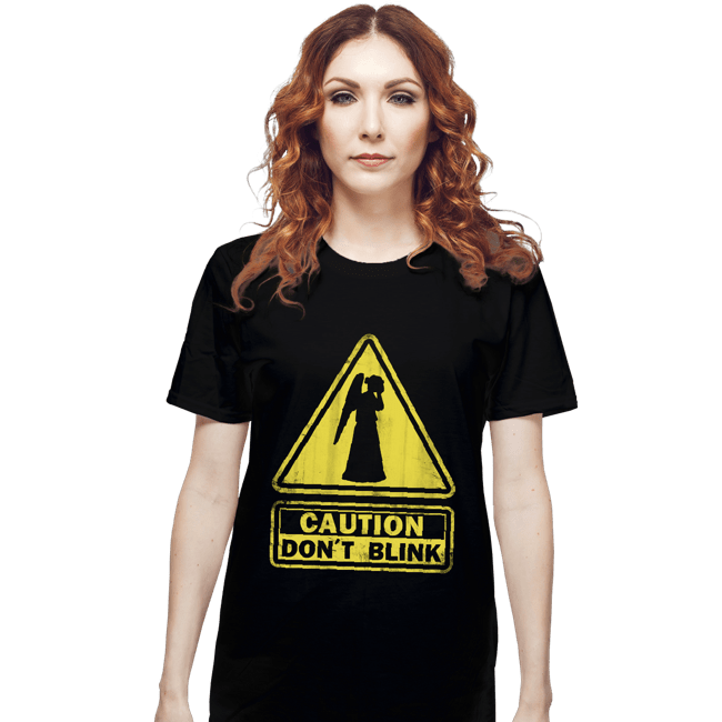 Shirts T-Shirts, Unisex / Small / Black Caution - Don't Blink